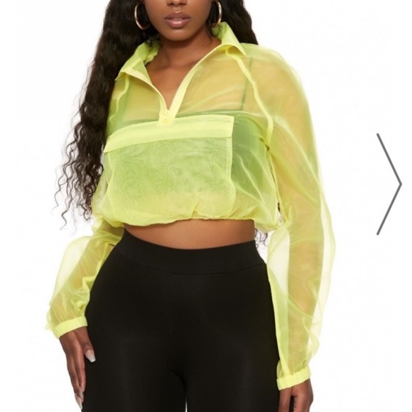 NWOT Naked Wardrobe Neon Pink Half Zip Crop Top - Picture 2 of 13